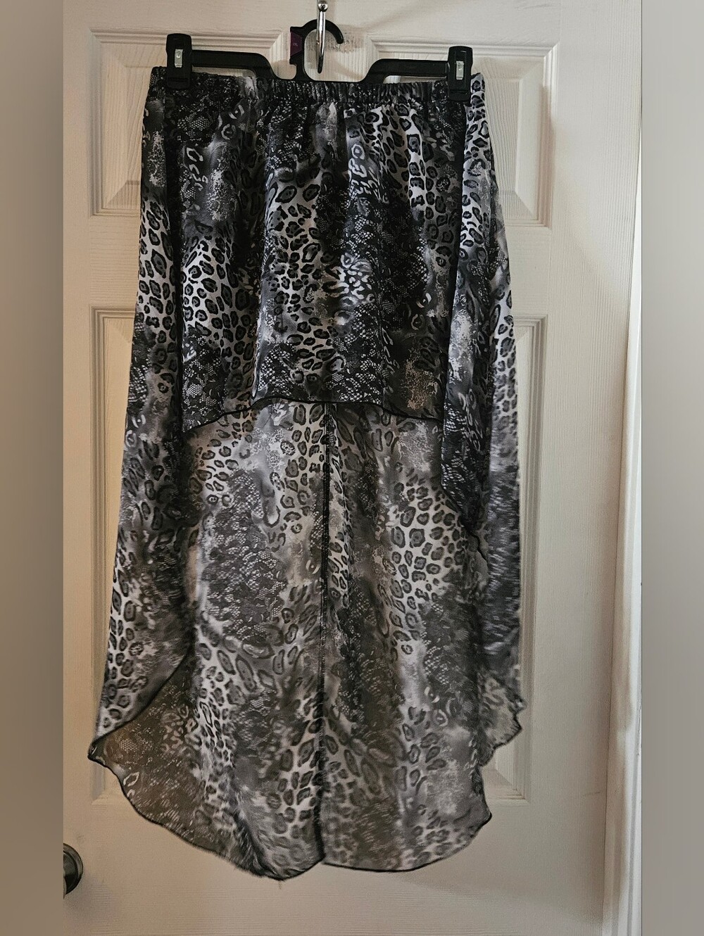 High Low Animal And Lace Print Skirt